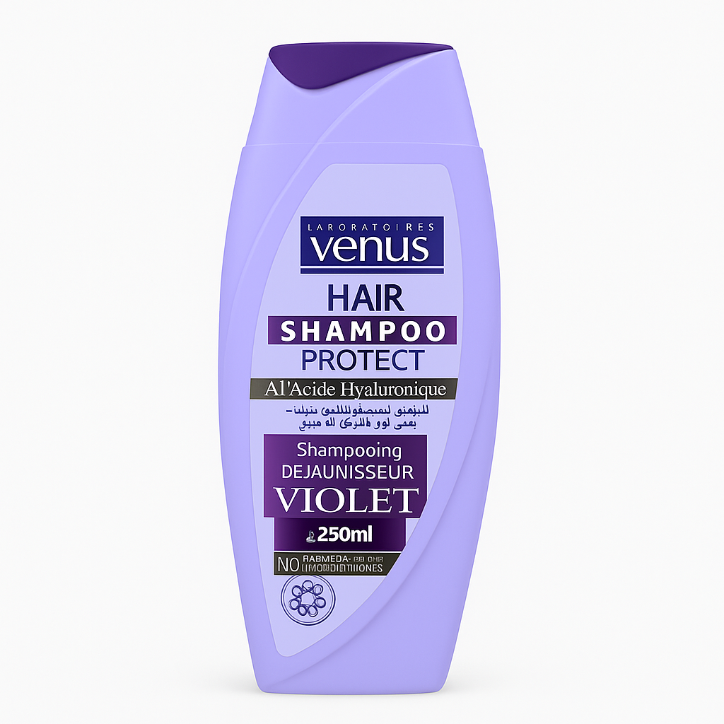 Shampoing Violet Vénus Déjaunisseur Cheveux Blonds, Décolorés & Gris Acide Hyaluronique 250 ml