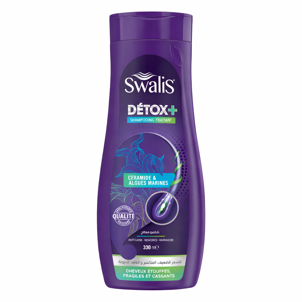 Shampoing Swalis Détox+ Céramides & Algues Marines Cheveux Fragiles 330 ml