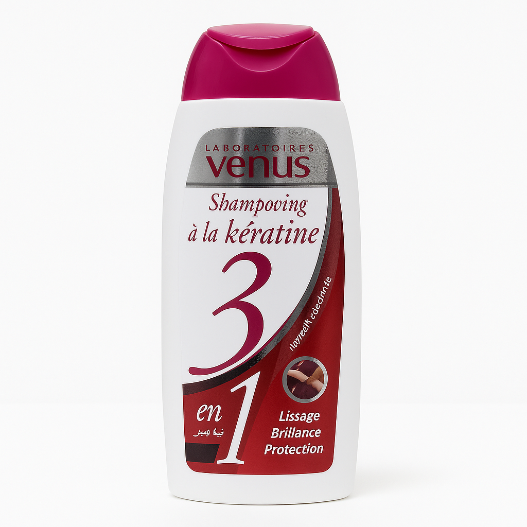 Shampooing Venus Touché Kashmir Kératine 250 ml – 3 en 1 Nourrissant