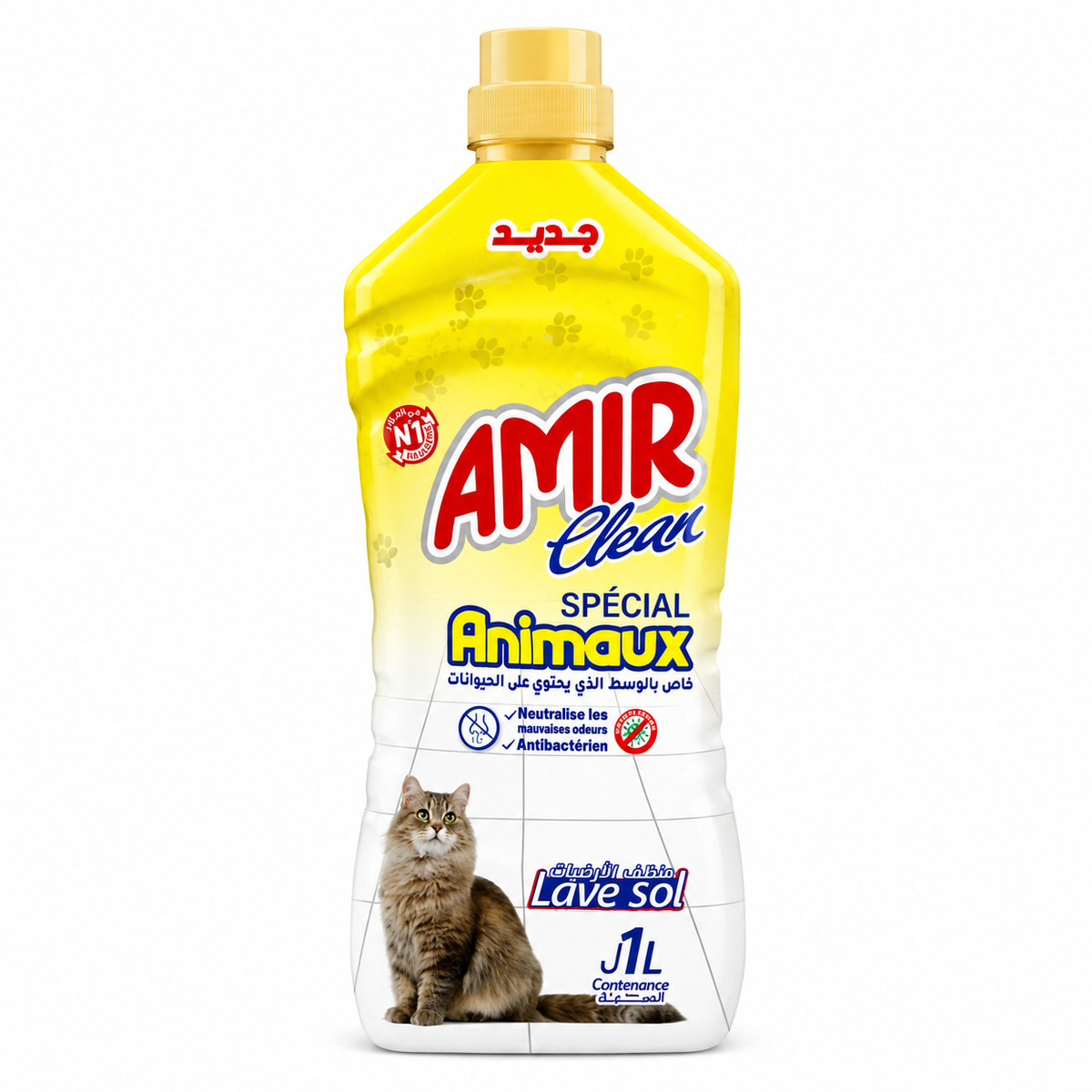 Amir Clean Spécial Animaux 1 L – Lave-Sols Antibactérien Anti-Odeur