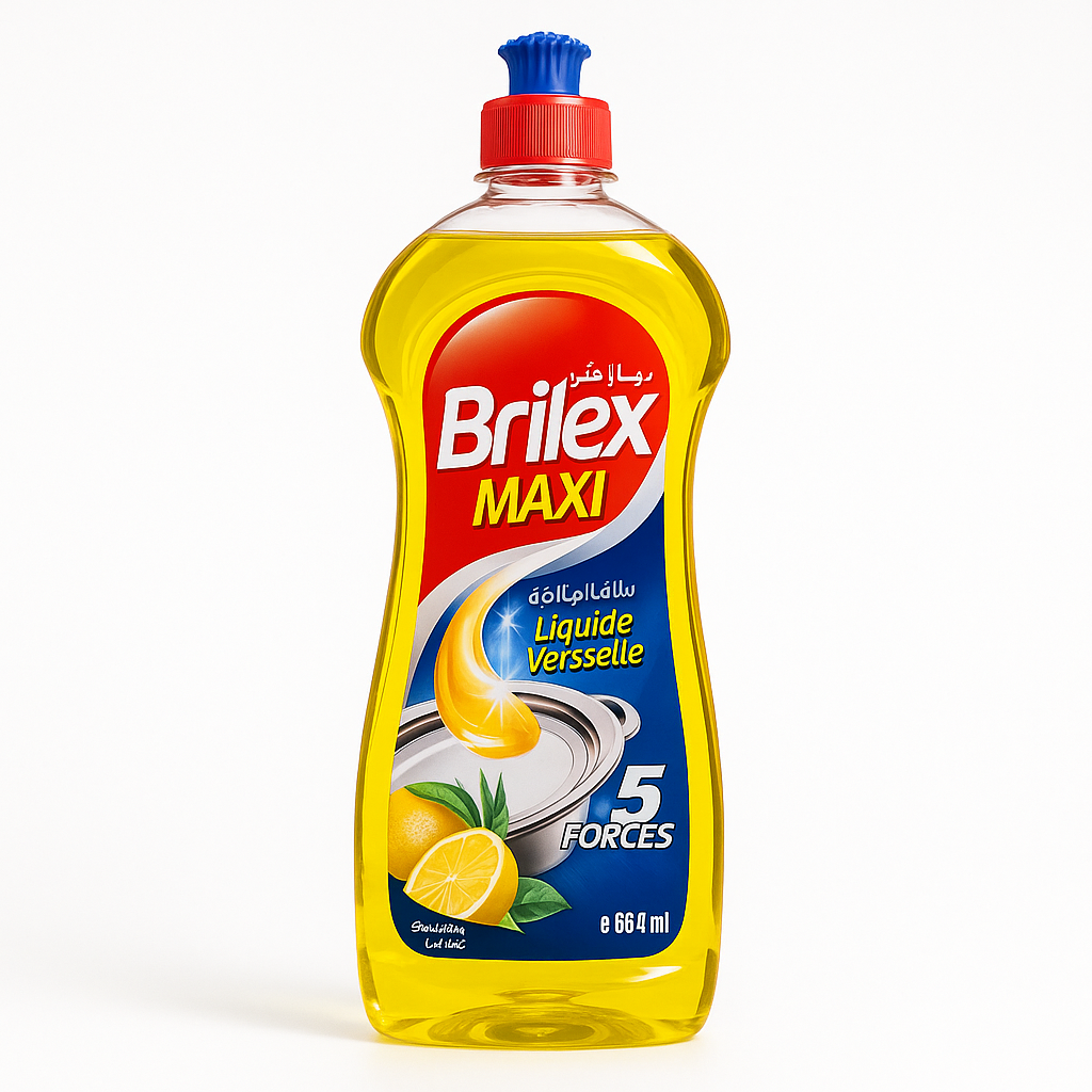 BRILEX MAXI Citron 650 ml – Liquide Vaisselle Ultra Dégraissant 5 en 1
