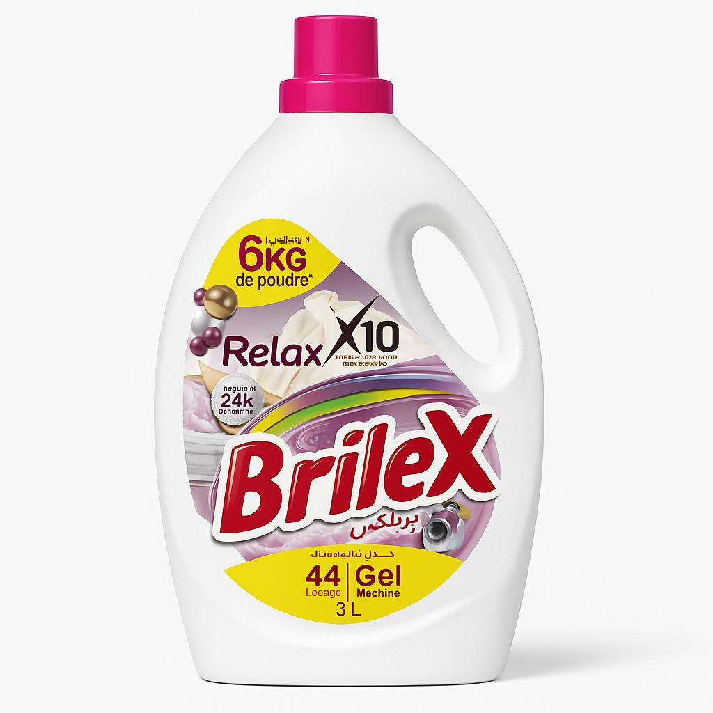 BRILEX Relax Gel Lessive Liquide 3 L – Jusqu'à 44 Lavages