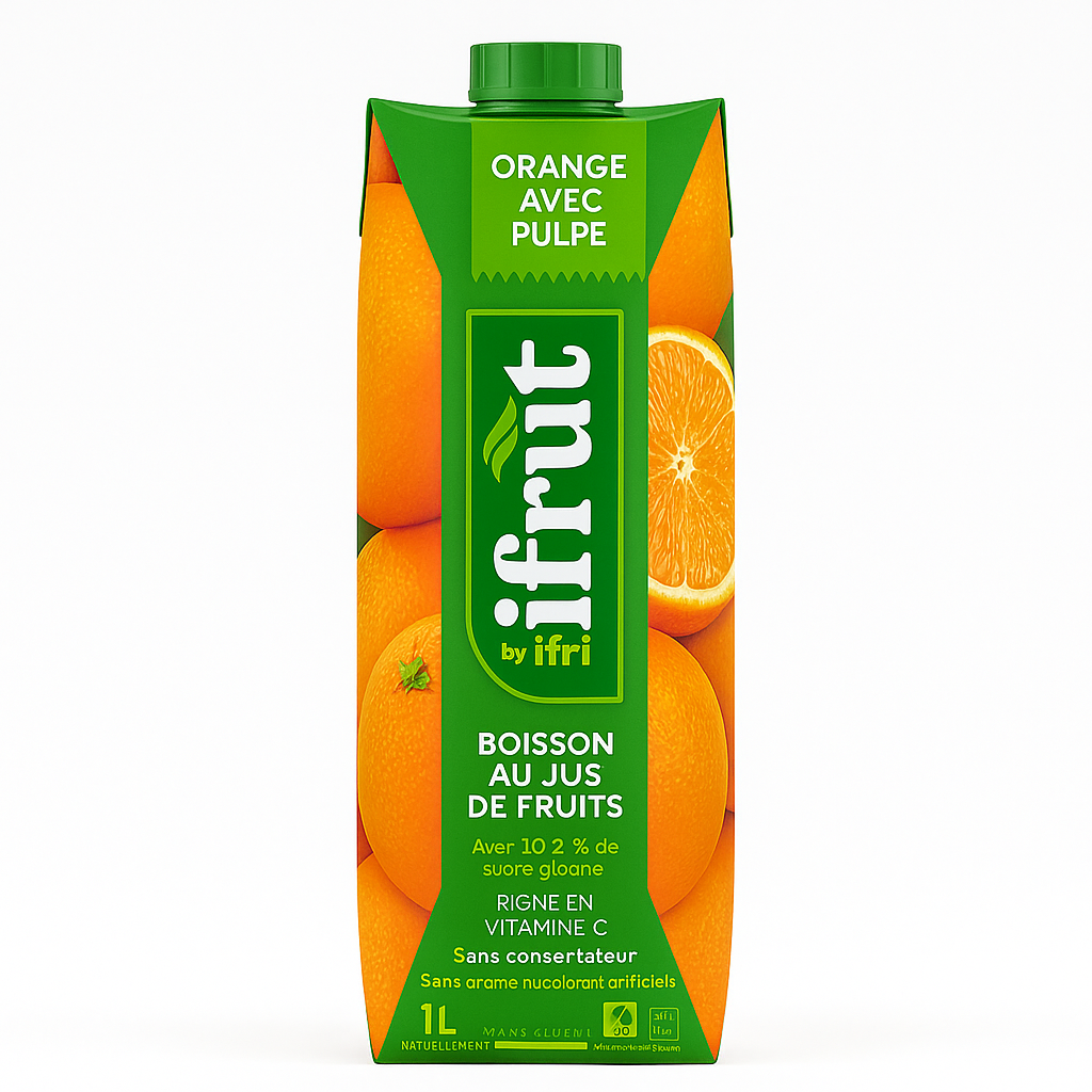 iFruit by Ifri Orange avec Pulpe 1 L – Boisson à l'orange