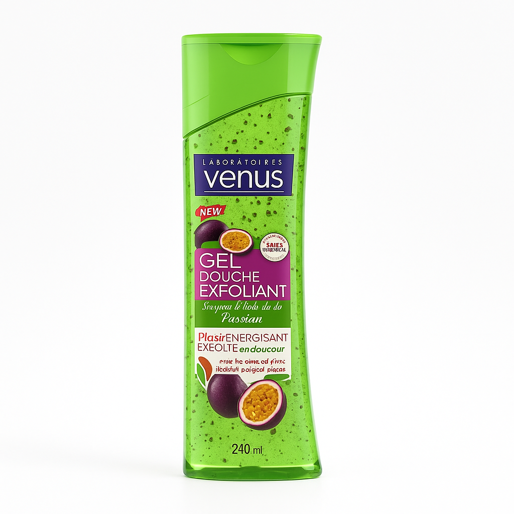 Gel Douche Exfoliant Vénus Fruit de la Passion 240 ml – Micro-Grains Exfoliants