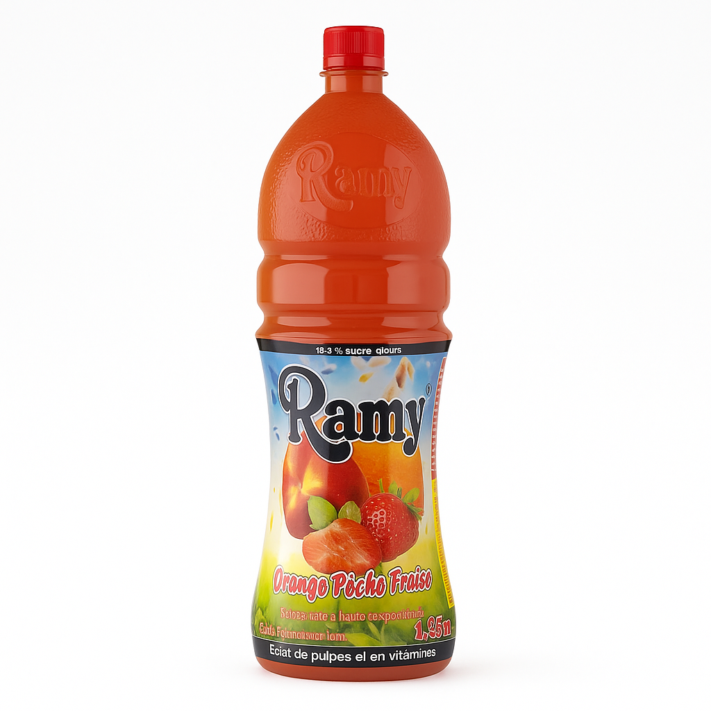 Ramy Orange Pêche Fraise 1,25 L – Boisson aux fruits