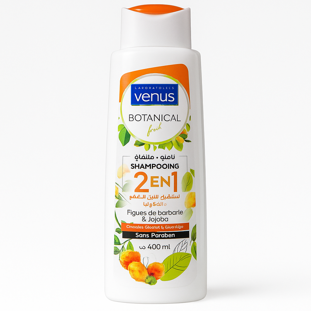 Shampooing 2-en-1 Vénus Botanical Touch Figue de Barbarie & Huile de Jojoba 400 ml – Cheveux Secs, Abîmés & Cassants