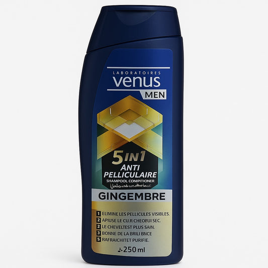 Shampoing Homme Vénus Anti-Pelliculaire Gingembre 250 ml – 5 en 1