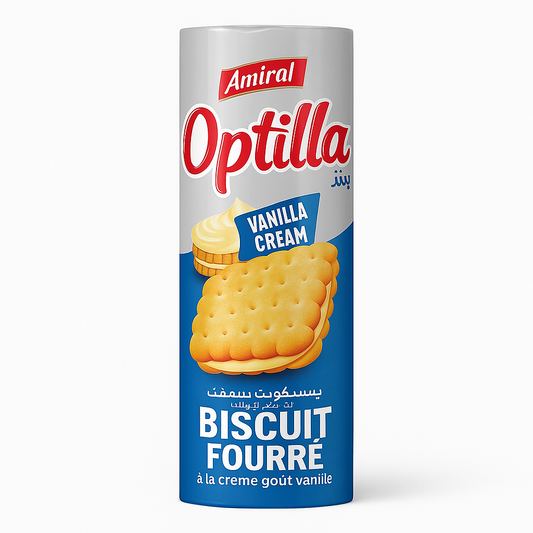 Biscuits Amiral Optilla Vanille350 g – Biscuits Fourrés à la Crème de Vanille