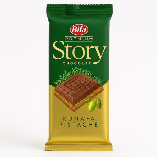 Tablette STORY Chocolat au Lait Pistache & Kunafa BIFA 115 g – Chocolat Fourré Premium
