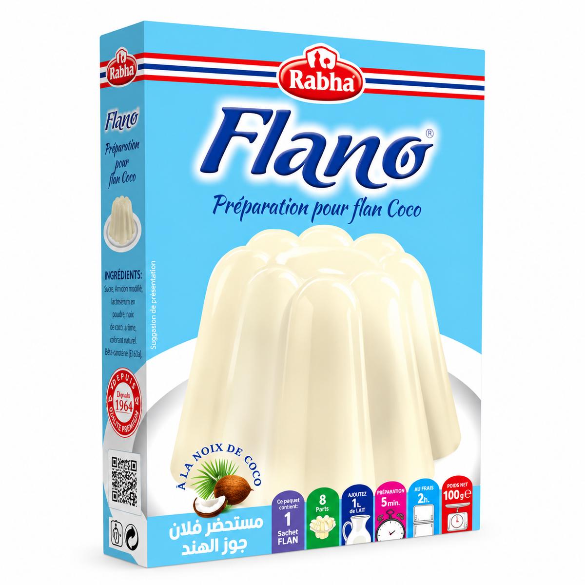 Préparation pour Flan Rabha Coco 100 g – Dessert Saveur Noix de Coco