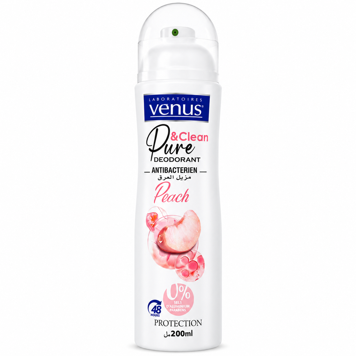 Déodorant Venus Pure & Clean Peach 200 ml Antibactérien