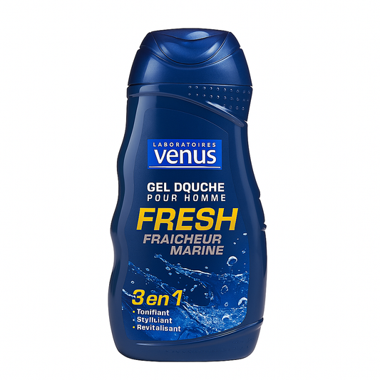 Gel Douche Homme Vénus Marine 250 ml – 3 en 1 Corps, Visage & Cheveux