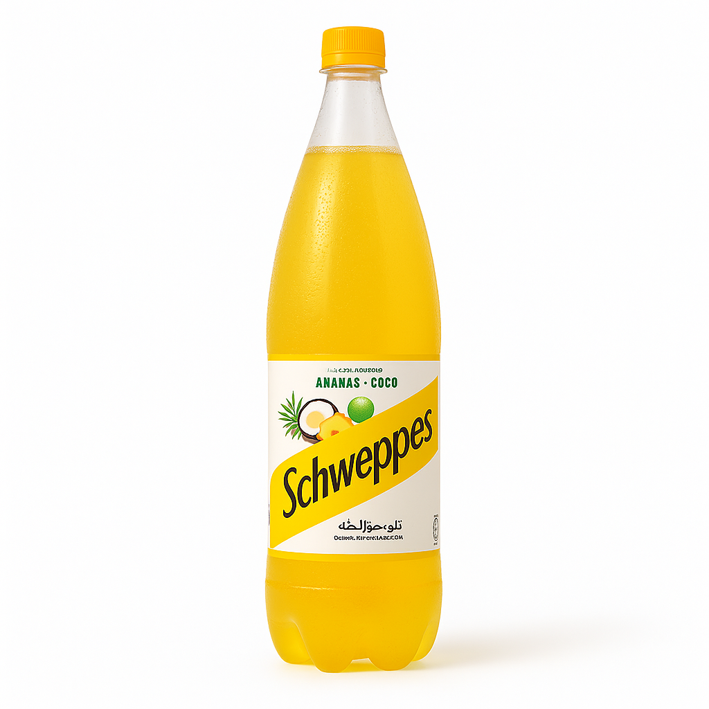 Schweppes Ananas Coco 1 L – Boisson gazeuse tropicale