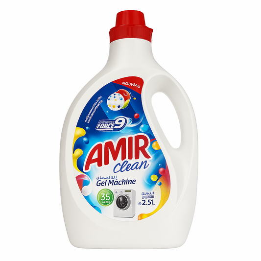 Amir Clean Lessive Liquide 2,5 L – Jusqu'à 35 Lavages