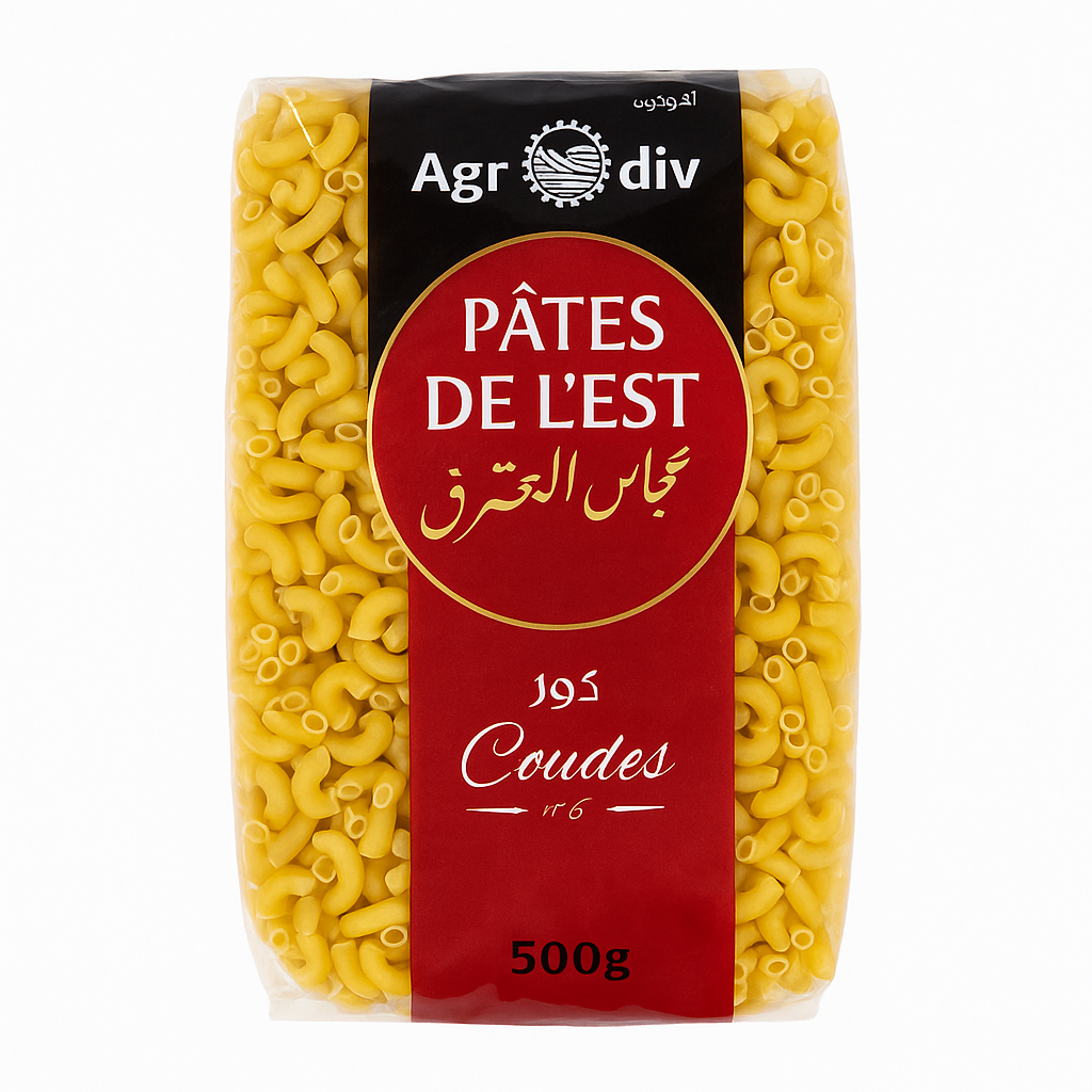 Coudes n°6 Pâtes de l'Est Agrôdiv 500 g – Pâtes en Semoule de Blé Dur