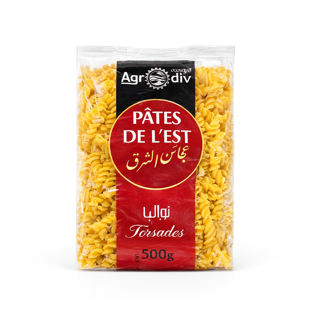 Pâtes Torsades Pâtes de l'Est Agrôdiv 500 g – Pâtes en Semoule de Blé Dur