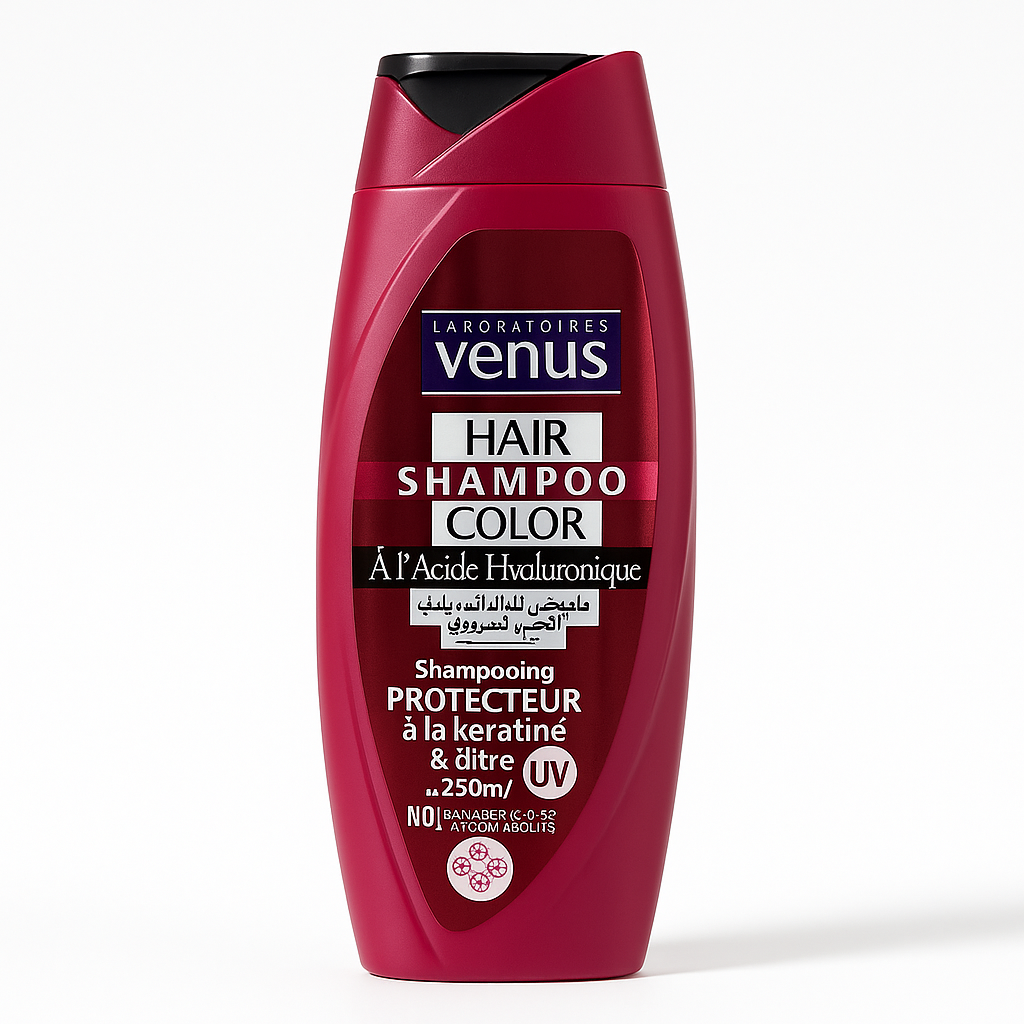 Shampoing Vénus Cheveux Colorés Color Protect Kératine, Acide Hyaluronique & Filtre UV 250 ml