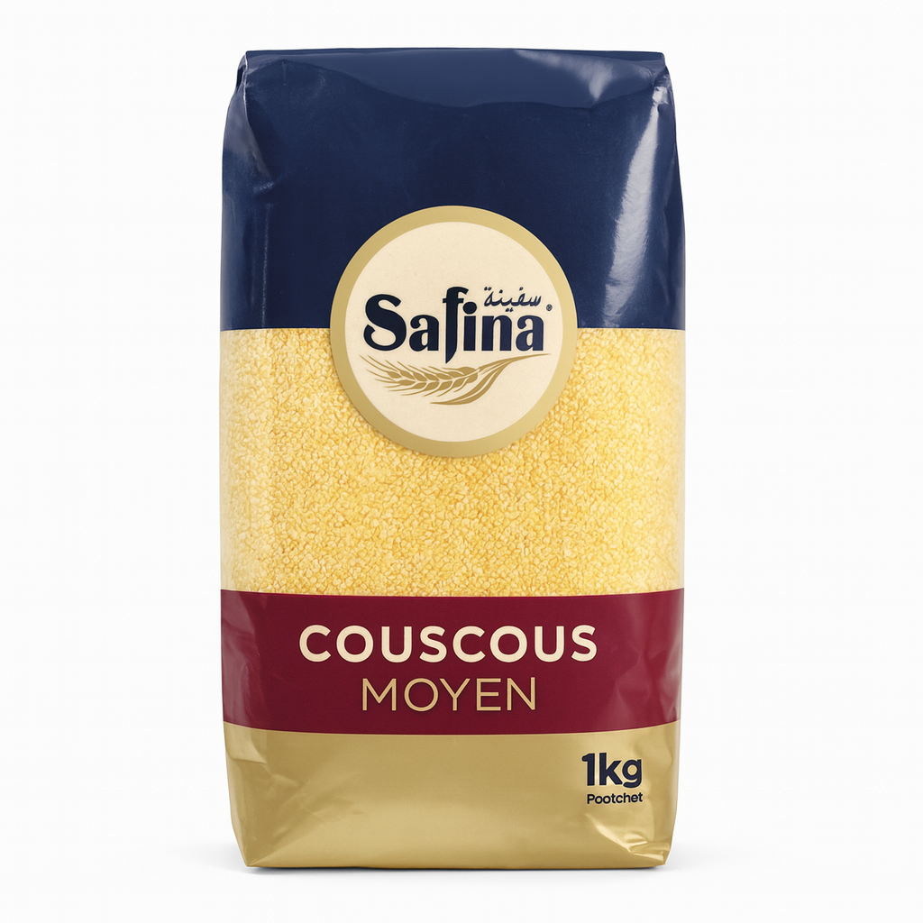 Couscous Moyen Safina 1 kg – Semoule de Blé Dur pour Couscous Traditionnel