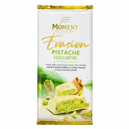 Palmary Moment Évasion Pistache Feuillantine 100 g – Chocolat Blanc Fourré