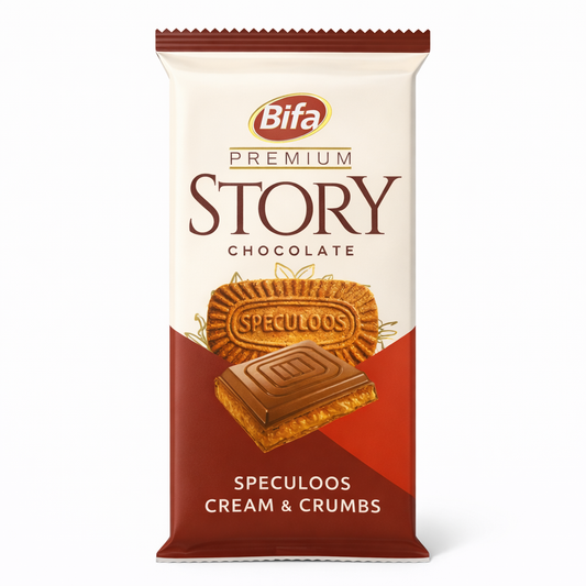 Bifa Story Premium Speculoos Cream & Crumbs 115 g – Tablette de Chocolat Fourrée