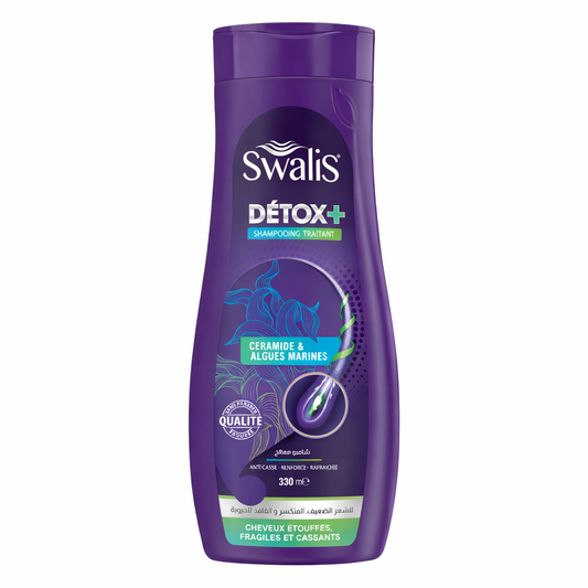 Shampoing Swalis Détox+ Céramides & Algues Marines Cheveux Fragiles 330 ml