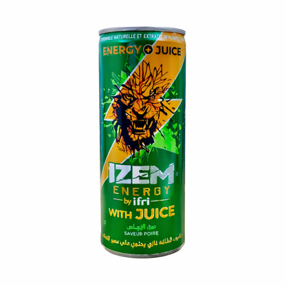 IZEM Energy with Juice Poire – Boisson Énergisante Algérienne 25 cl & 33 cl