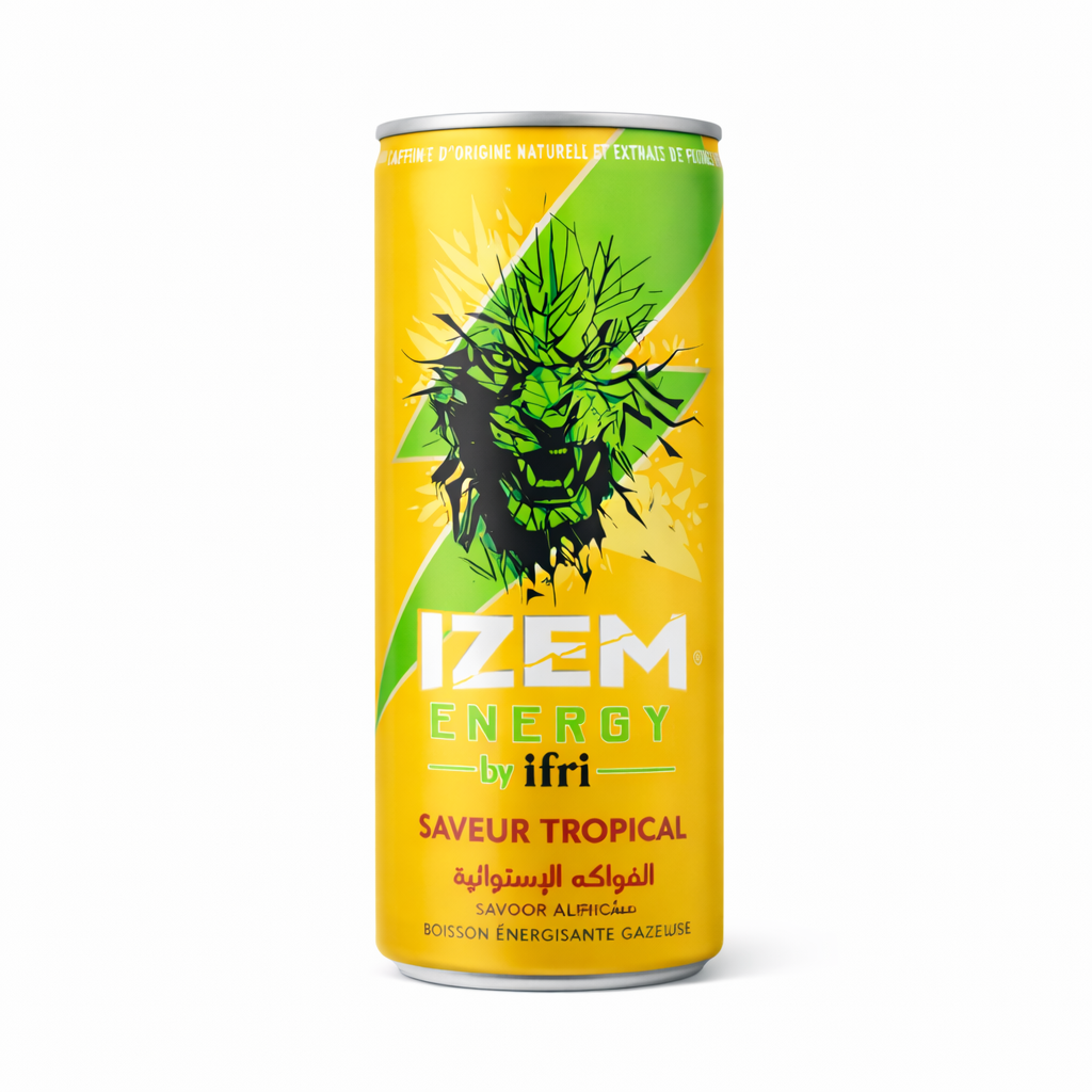 IZEM Energy Tropical – Boisson Énergisante Algérienne 25 cl & 33 cl