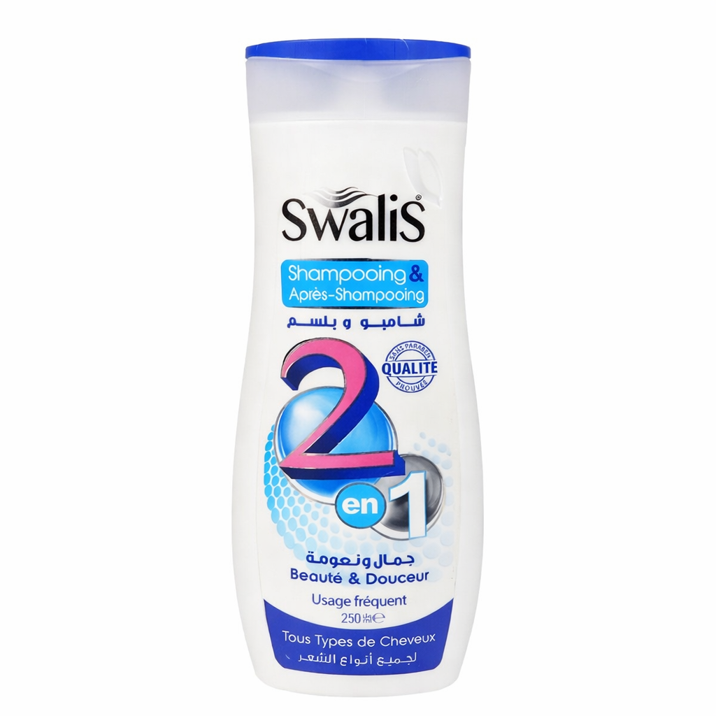 Shampoing 2 en 1 Swalis Beauté & Douceur Tous Types de Cheveux 250 ml