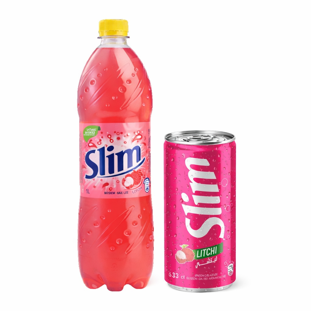 Slim Litchi – Boisson gazeuse au litchi (33 cl & 1 L)