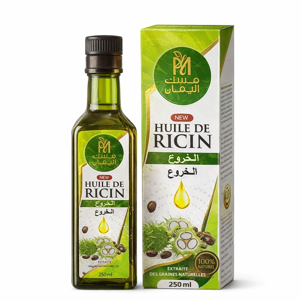 Huile de Ricin 100% Naturelle Pressée à Froid 250 ml – Soin Cheveux, Barbe & Peau
