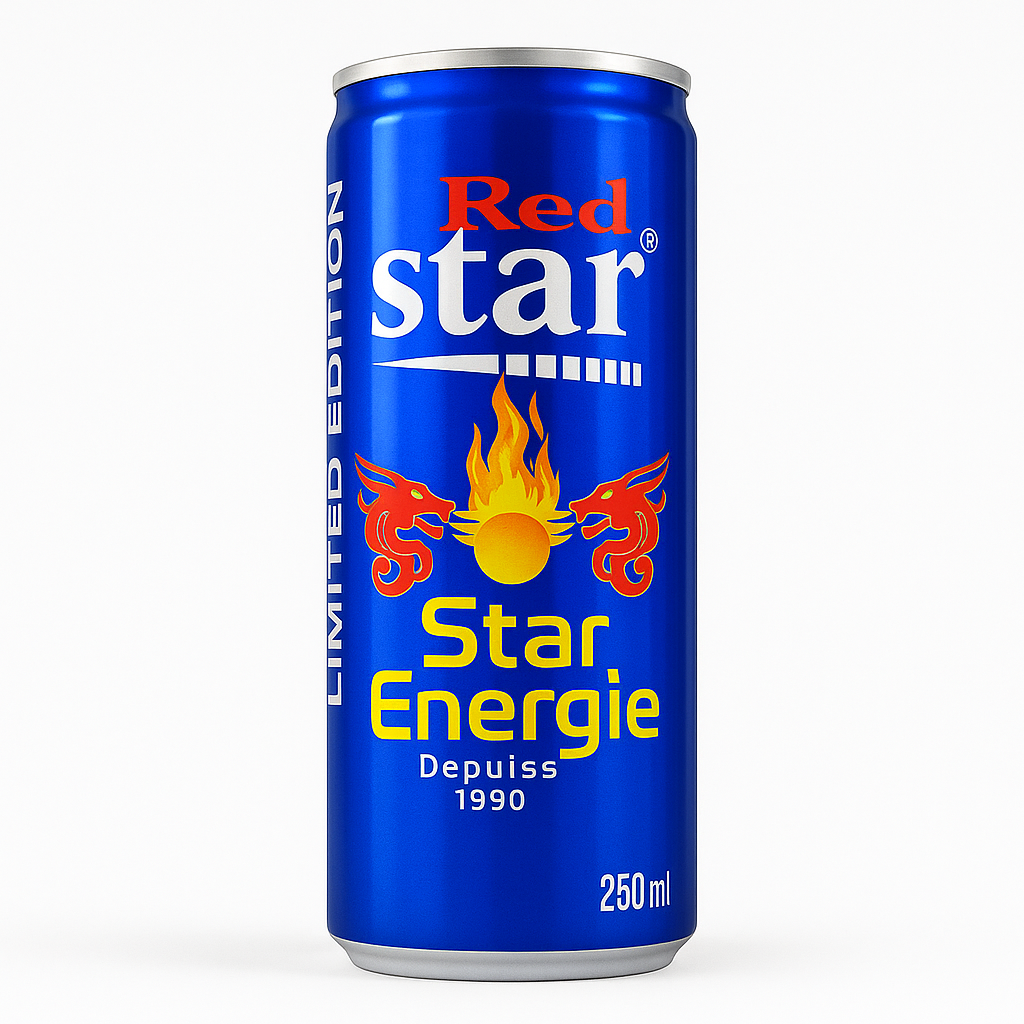 Red Star Énergie Original – Boisson Énergisante Algérienne (Canette 24 cl & Bouteille Verre 25 cl)