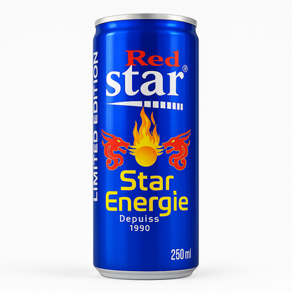 Red Star Énergie Original – Boisson Énergisante Algérienne (Canette 24 cl & Bouteille Verre 25 cl)