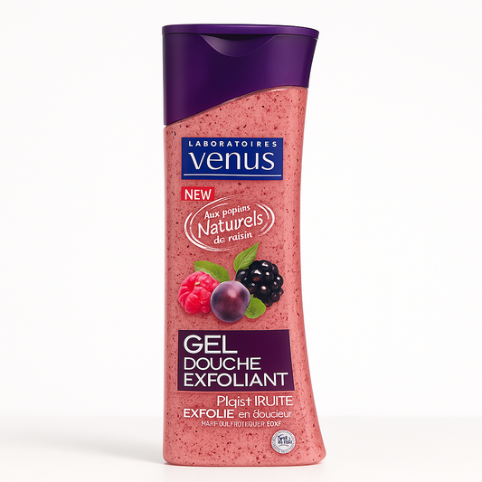 Gel Douche Exfoliant Vénus Plaisir Fruité 240 ml – Raisin & Fruits des Bois