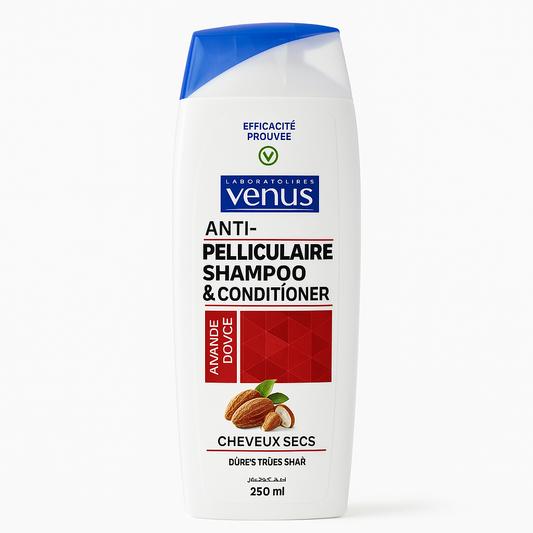 Shampoing Vénus Amande Douce 250 ml – 2 en 1 Anti-Pelliculaire