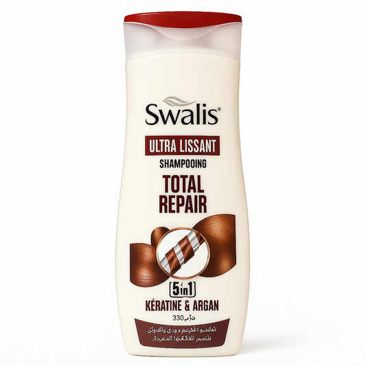 Shampooing Swalis Ultra Lissant Total Repair 5en1 Kératine & Huile d'Argan 330 ml