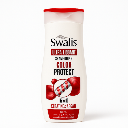 Shampooing Swalis Ultra Lissant Color Protect 5en1 Kératine & Huile d'Argan 330 ml