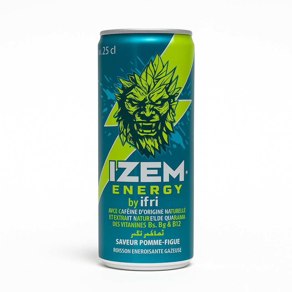 IZEM Energy Pomme & Figue – Boisson Énergisante Algérienne 25 cl & 33 cl
