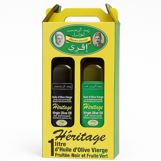 Pack Premium Ifri Olive Héritage – Huile d'Olive Vierge Fruité Vert & Fruité Noir (2 × 50 cl)