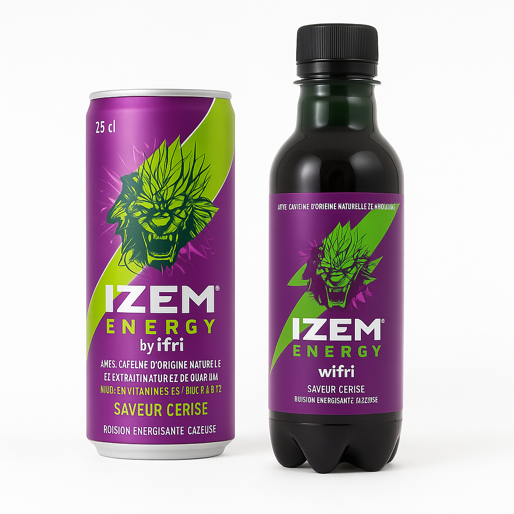 IZEM Energy Cerise – Boisson Énergisante Algérienne 25 cl & 33 cl
