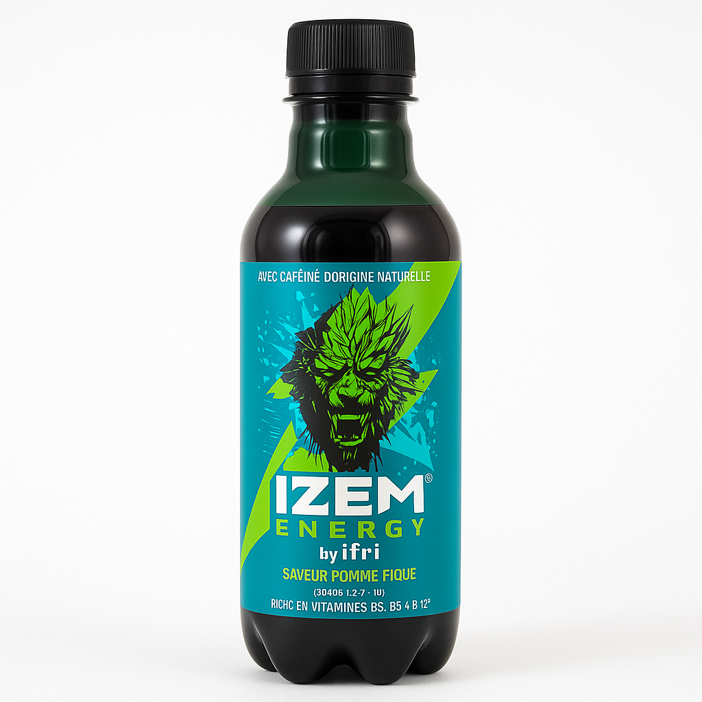 IZEM Energy Pomme & Figue – Boisson Énergisante Algérienne 25 cl & 33 cl