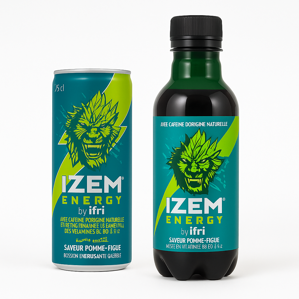 IZEM Energy Pomme & Figue – Boisson Énergisante Algérienne 25 cl & 33 cl