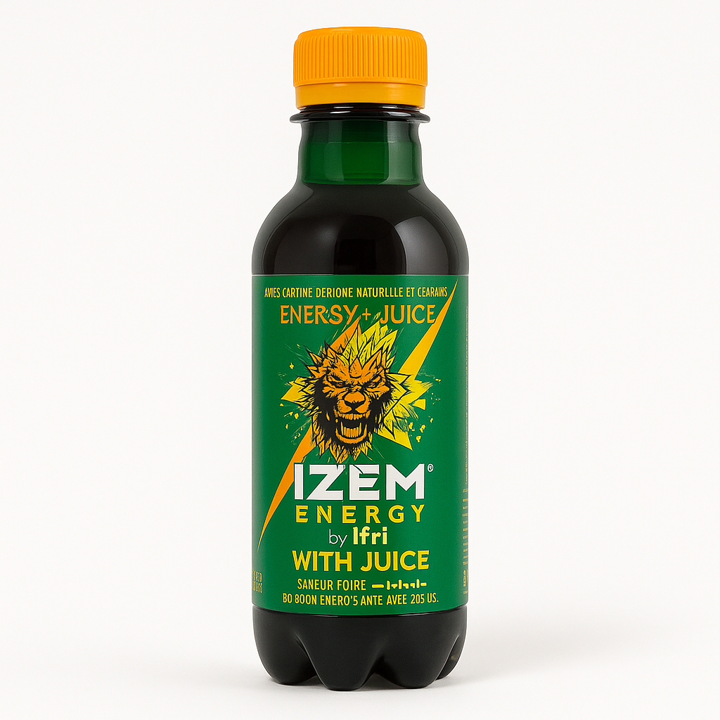IZEM Energy with Juice Poire – Boisson Énergisante Algérienne 25 cl & 33 cl