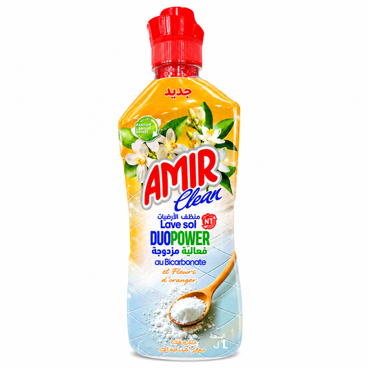 Amir Clean DuoPower Bicarbonate & Fleurs d’Oranger 1 L – Nettoyant Sol Multi-Usages