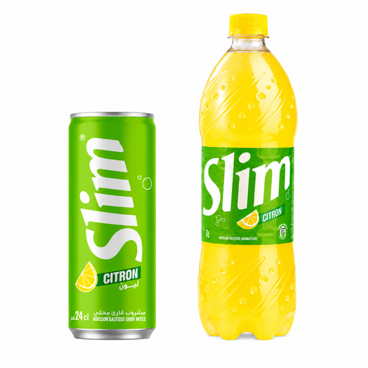 Slim Citron – Boisson gazeuse au citron (24 cl, 33 cl & 1 L)