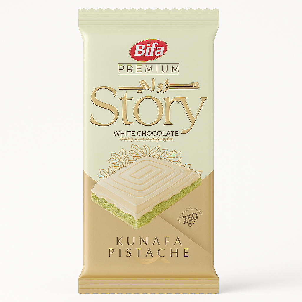 Tablette STORY Chocolat Blanc Pistache & Kunafa BIFA 115 g – Chocolat Blanc Fourré