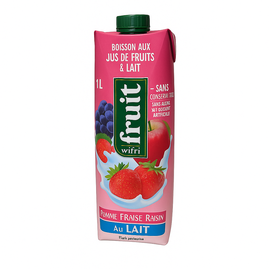 iFruit Pomme Fraise Raisin au Lait – Boisson aux fruits et au lait