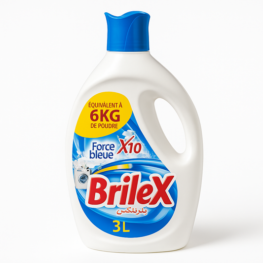 BRILEX Force Bleue Lessive Liquide Ultra Concentrée 3 L – Jusqu'à 44 Lavages
