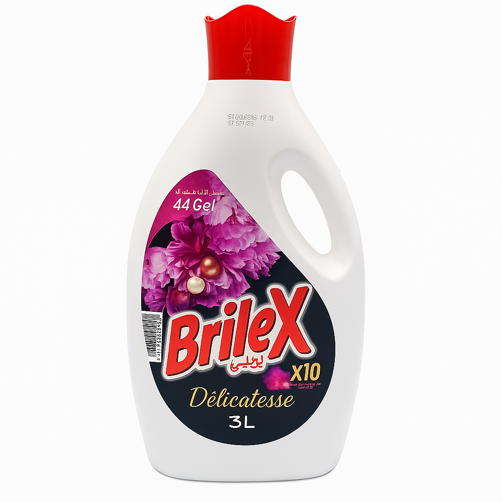 BRILEX Délicatesse Lessive Liquide 3 L – Jusqu'à 44 Lavages