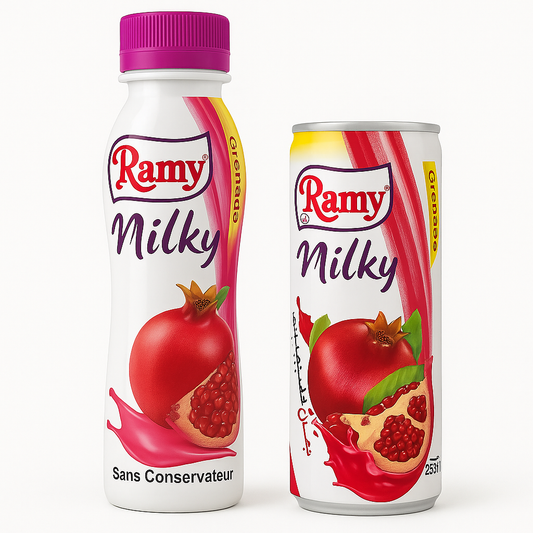Ramy Milky Grenade Fraise – Boisson lactée (24 cl & 30 cl)