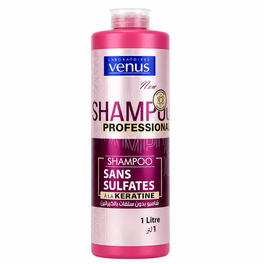 Shampoing Professionnel Vénus Sans Sulfates Kératine 1 L – Soin Capillaire Réparateur